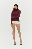 Blusa Manga Longa Gola Invertida